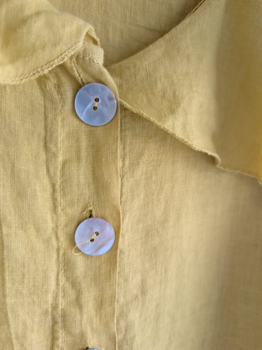 5] Linen Ruffle Collar Button Up Blouse - Picture 2 of 7
